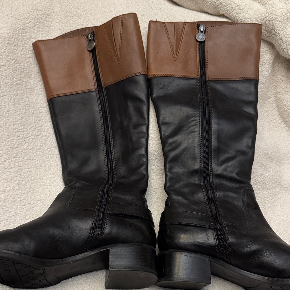 Franco Sarto Leather Boots - Black & Brown - Picture 4 of 9